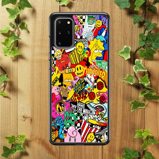 Sticker Collection Random Samsung Galaxy S20 Plus Case-Rubber / Black (2D Case)-Xtracase