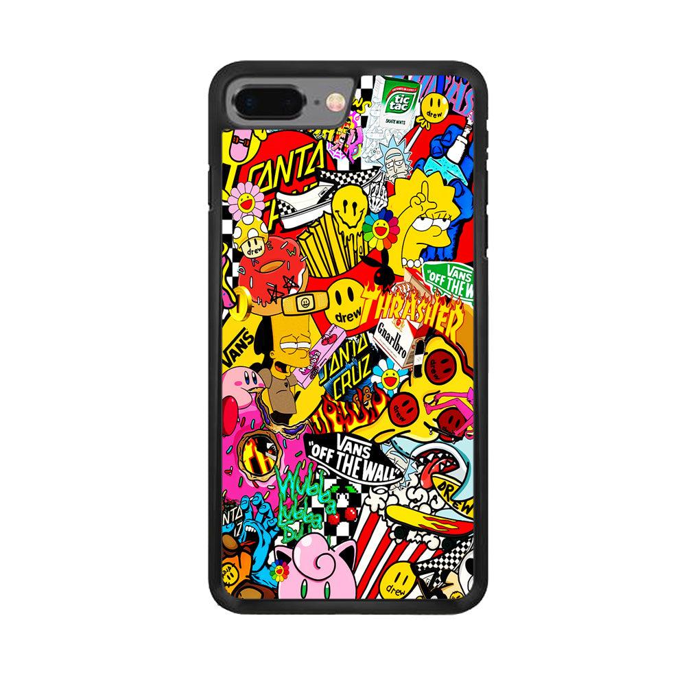 Sticker Collection Random iPhone 7 Plus Case-Rubber / Black (2D Case)-Xtracase