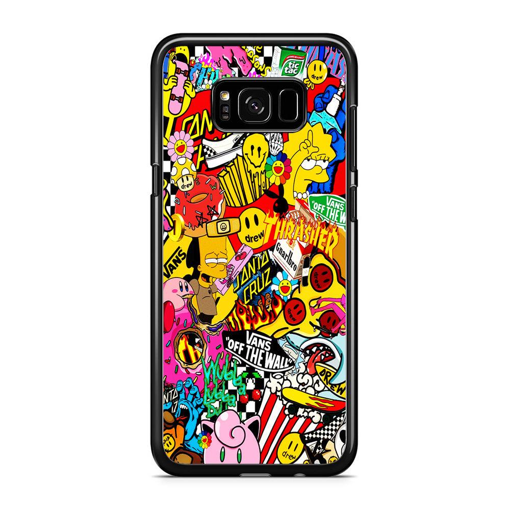 Sticker Collection Random Samsung Galaxy S8 Case-Rubber / Black (2D Case)-Xtracase