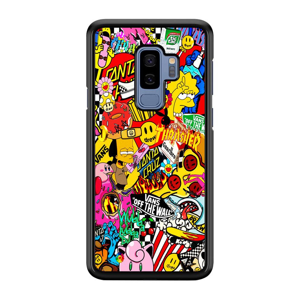 Sticker Collection Random Samsung Galaxy S9 Plus Case-Rubber / White (2D Case)-Xtracase