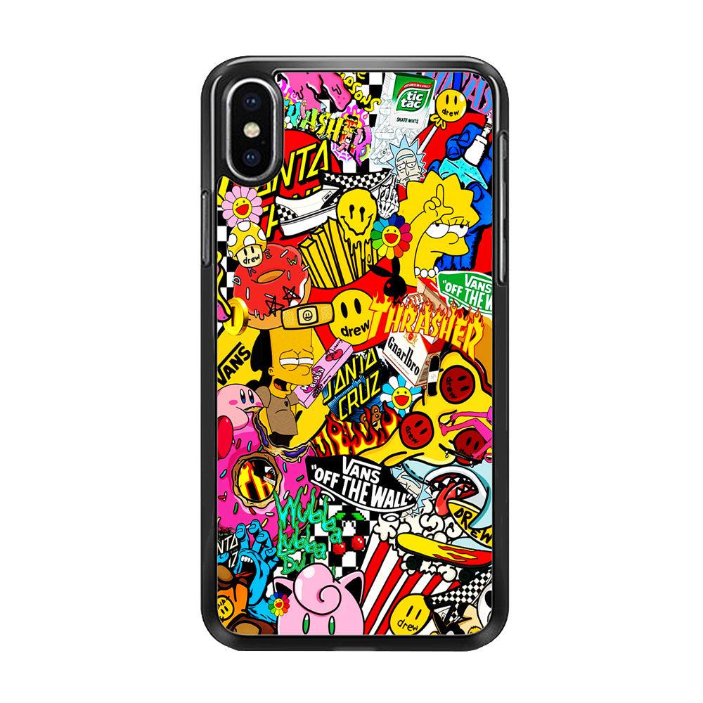 Sticker Collection Random iPhone X Case-Rubber / Black (2D Case)-Xtracase