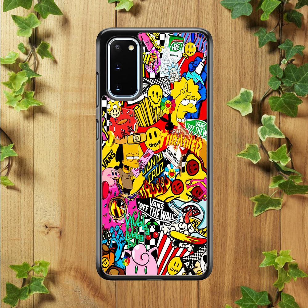 Sticker Collection Random Samsung Galaxy S20 Case-Rubber / Black (2D Case)-Xtracase