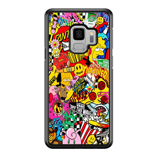 Sticker Collection Random Samsung Galaxy S9 Case-Rubber / Black (2D Case)-Xtracase