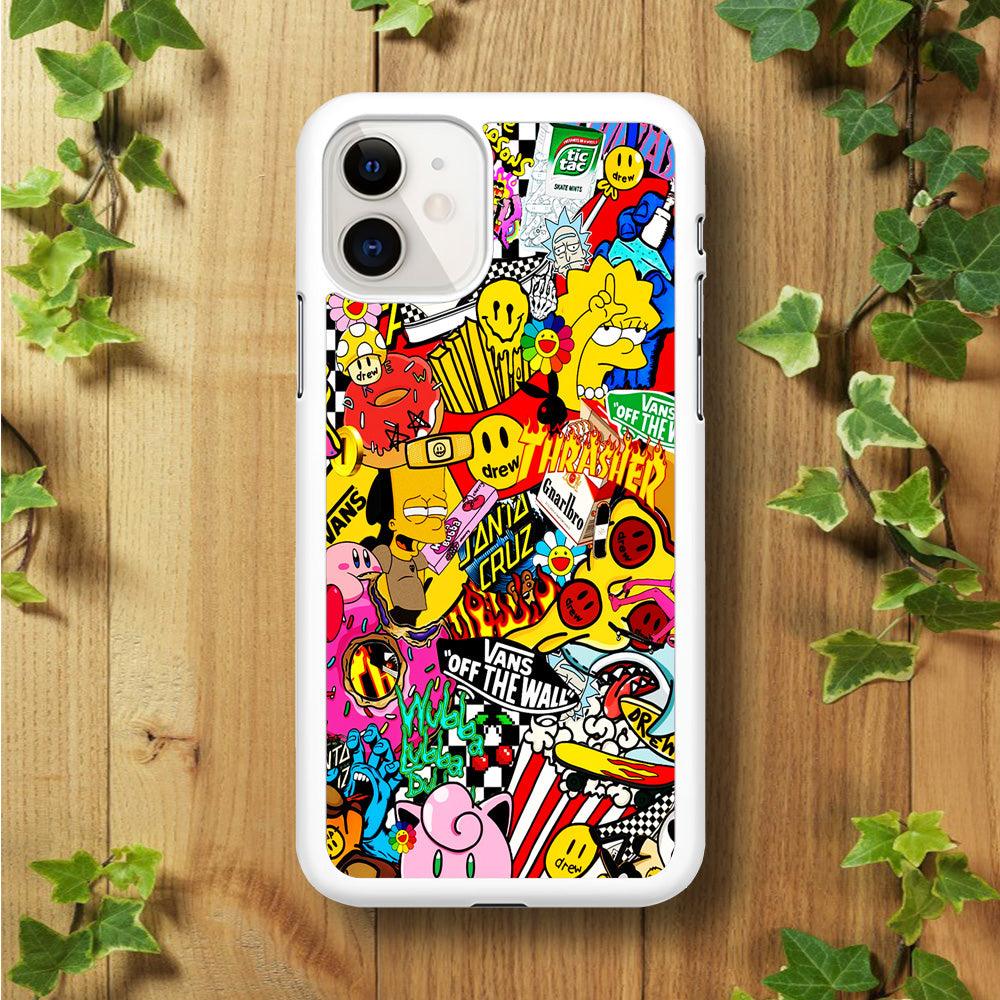 Sticker Collection Random iPhone 11 Case-Rubber / White (2D Case)-Xtracase