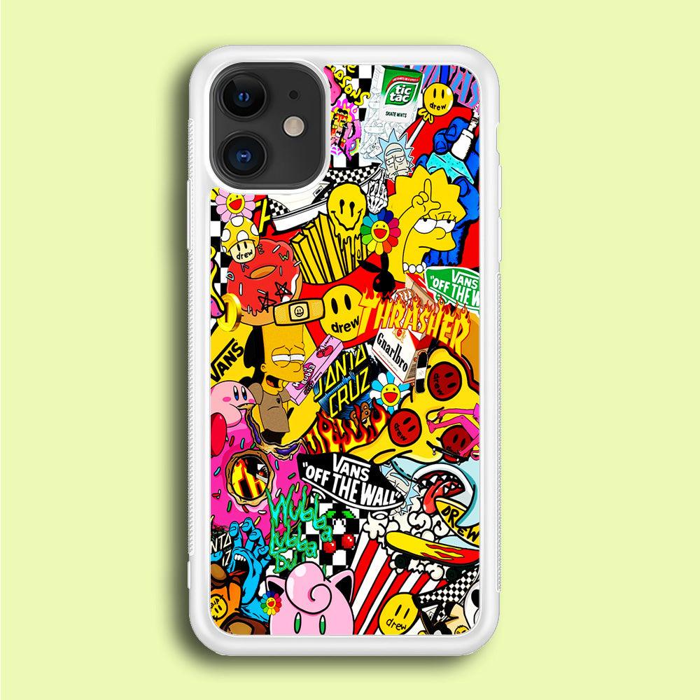 Sticker Collection Random iPhone 12 Case-Rubber / White (2D Case)-Xtracase