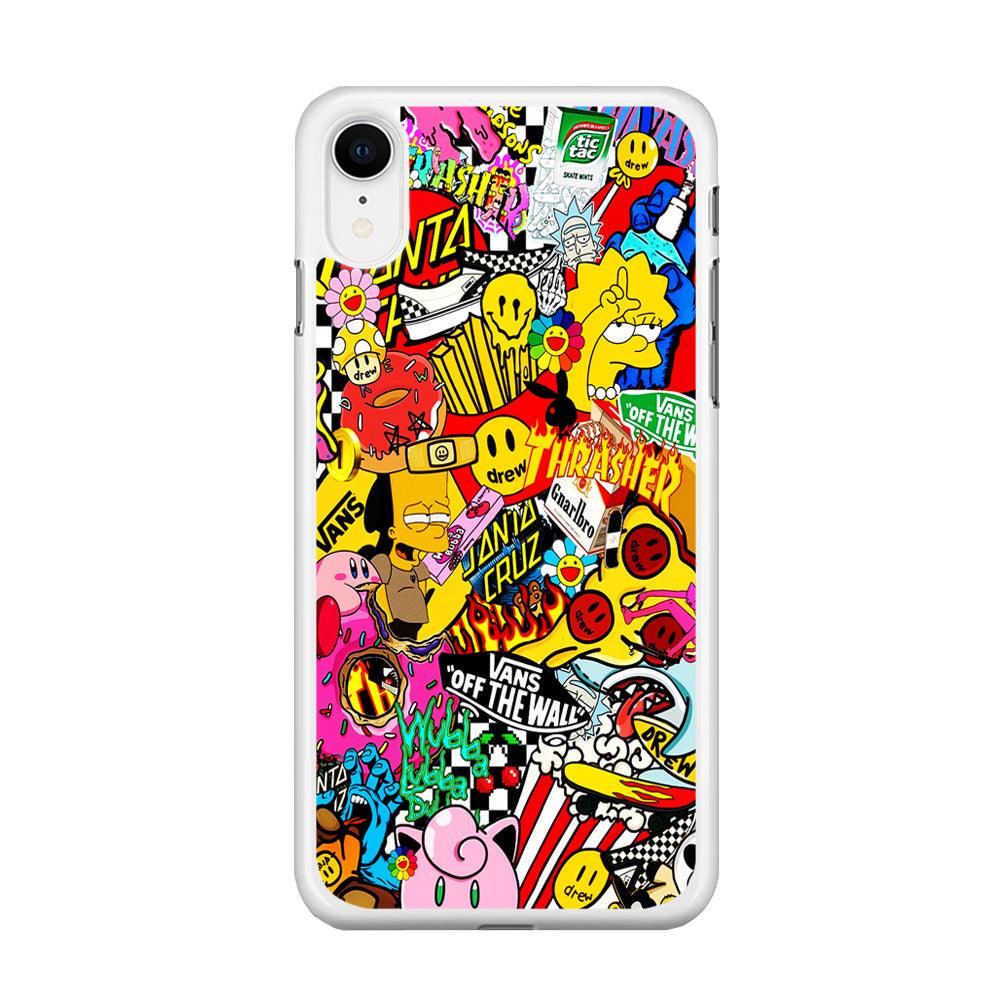 Sticker Collection Random iPhone XR Case-Rubber / White (2D Case)-Xtracase