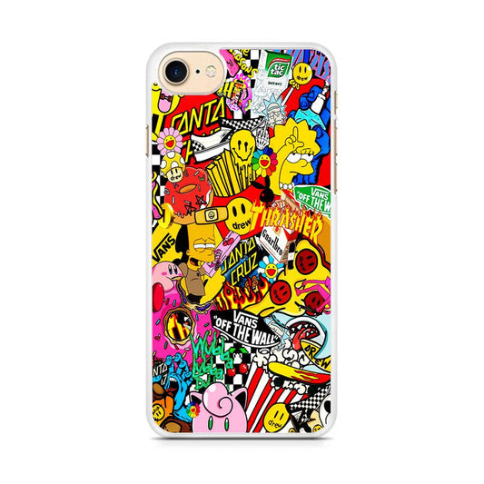 Sticker Collection Random iPhone 8 Case-Rubber / White (2D Case)-Xtracase