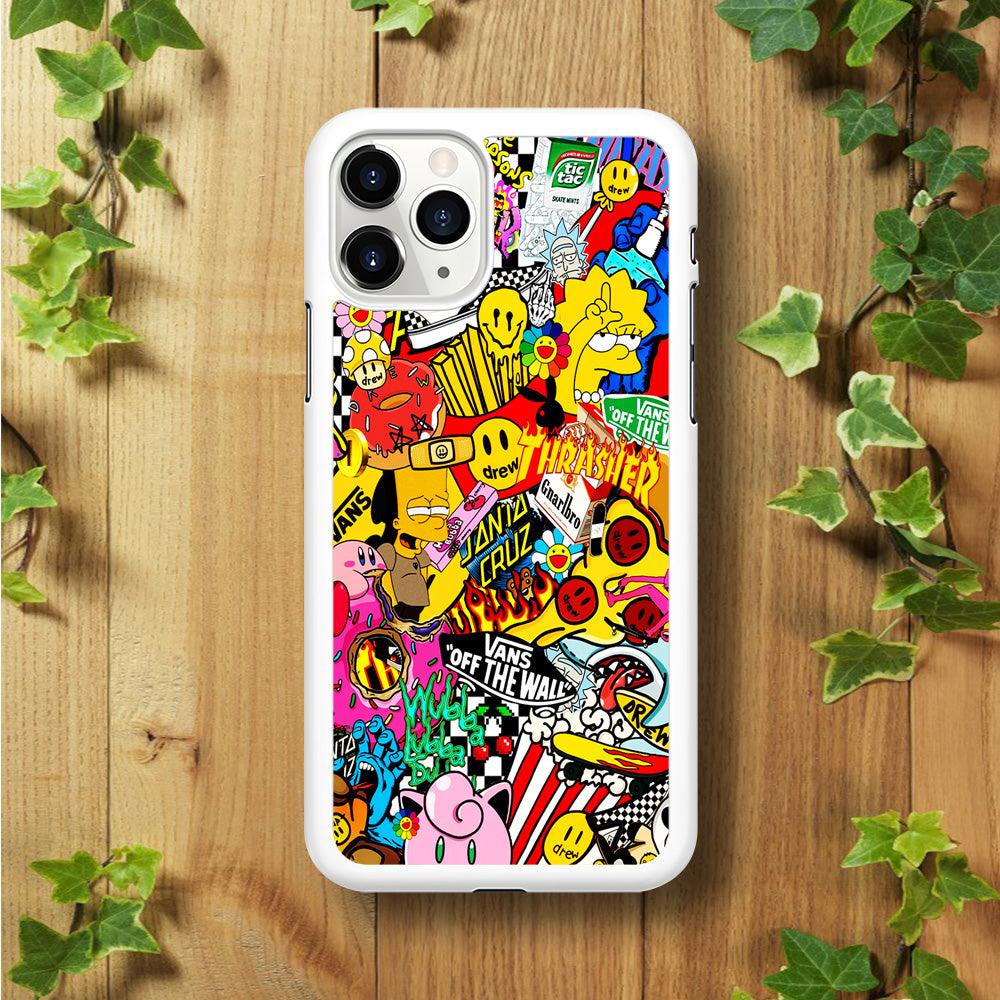 Sticker Collection Random iPhone 11 Pro Case-Rubber / White (2D Case)-Xtracase