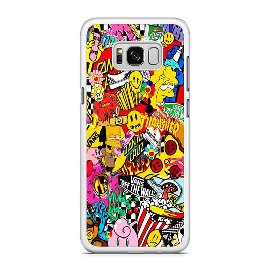Sticker Collection Random Samsung Galaxy S8 Case-Rubber / White (2D Case)-Xtracase