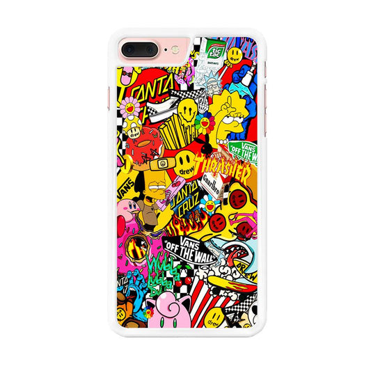 Sticker Collection Random iPhone 8 Plus Case-Rubber / White (2D Case)-Xtracase
