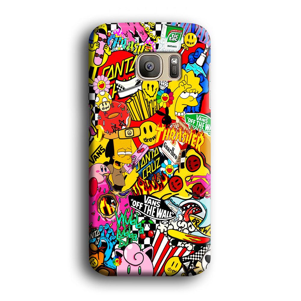 Sticker Collection Random Samsung Galaxy S7 Edge Case-Plastic / Full Wrap (3D Case)-Xtracase