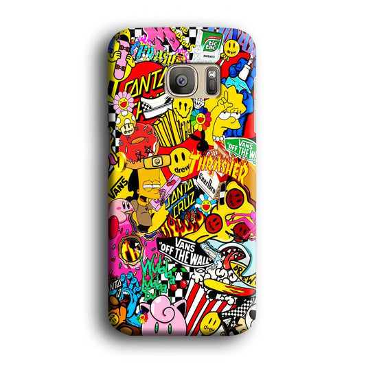 Sticker Collection Random Samsung Galaxy S7 Edge Case-Plastic / Full Wrap (3D Case)-Xtracase