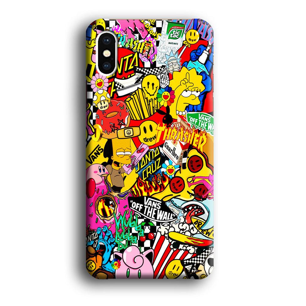 Sticker Collection Random iPhone Xs Max Case-Plastic / Full Wrap (3D Case)-Xtracase