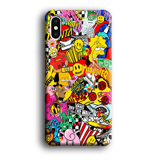 Sticker Collection Random iPhone X Case-Plastic / Full Wrap (3D Case)-Xtracase