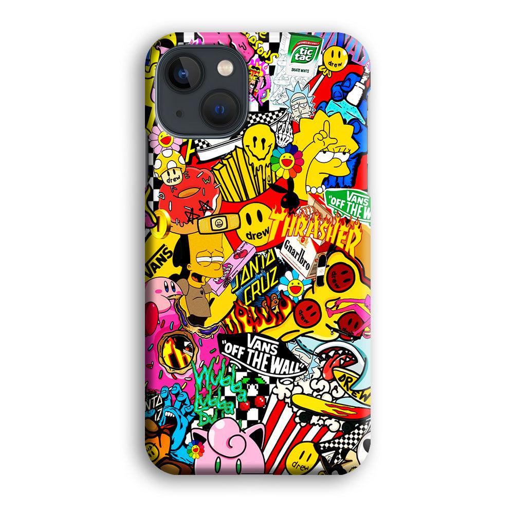 Sticker Collection Random iPhone 13 Mini Case-Plastic / Full Wrap (3D Case)-Xtracase