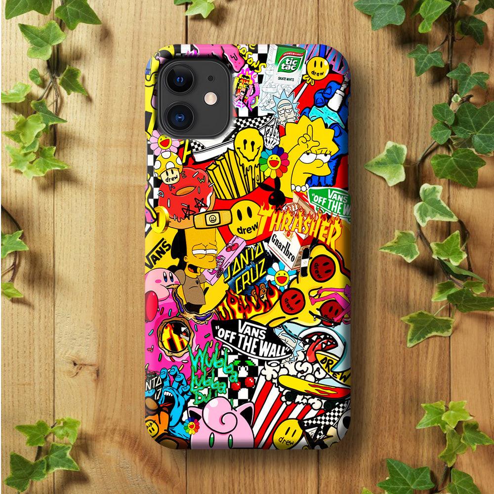Sticker Collection Random iPhone 11 Case-Plastic / Full Wrap (3D Case)-Xtracase