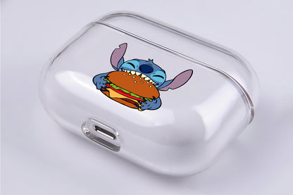 Stitch Eat Burger Hard Plastic Protective Clear Case Cover For Apple Airpod Pro