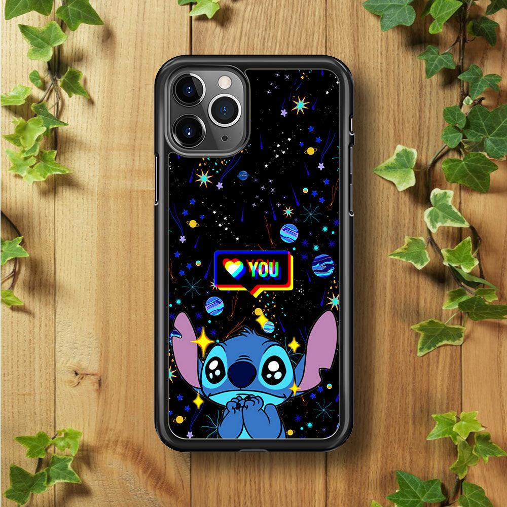 Stitch Love You iPhone 11 Pro Max Case-Rubber / Black (2D Case)-Xtracase