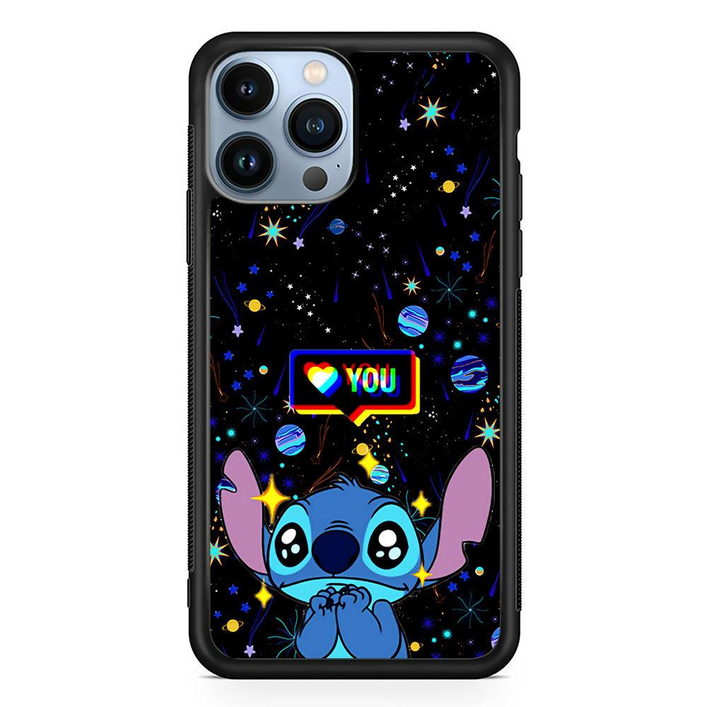 Stitch Love You iPhone 13 Pro Max Case-Rubber / Black (2D Case)-Xtracase