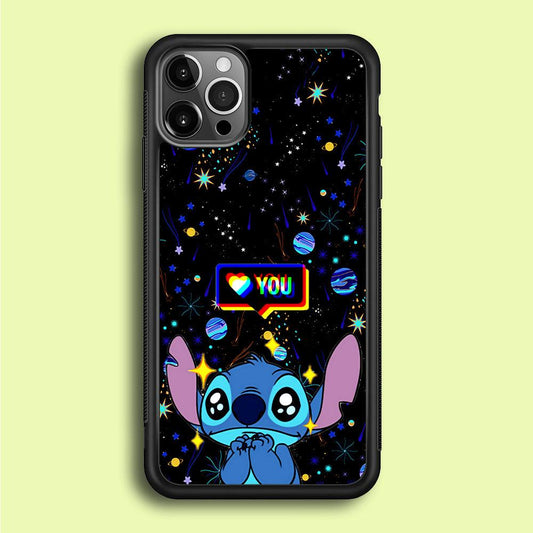 Stitch Love You iPhone 12 Pro Case-Rubber / Black (2D Case)-Xtracase