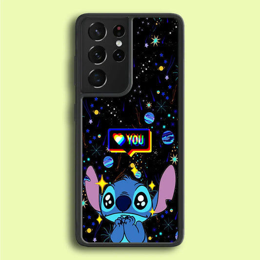 Stitch Love You Samsung Galaxy S25 Ultra Case-Rubber / Black (2D Case)-Xtracase