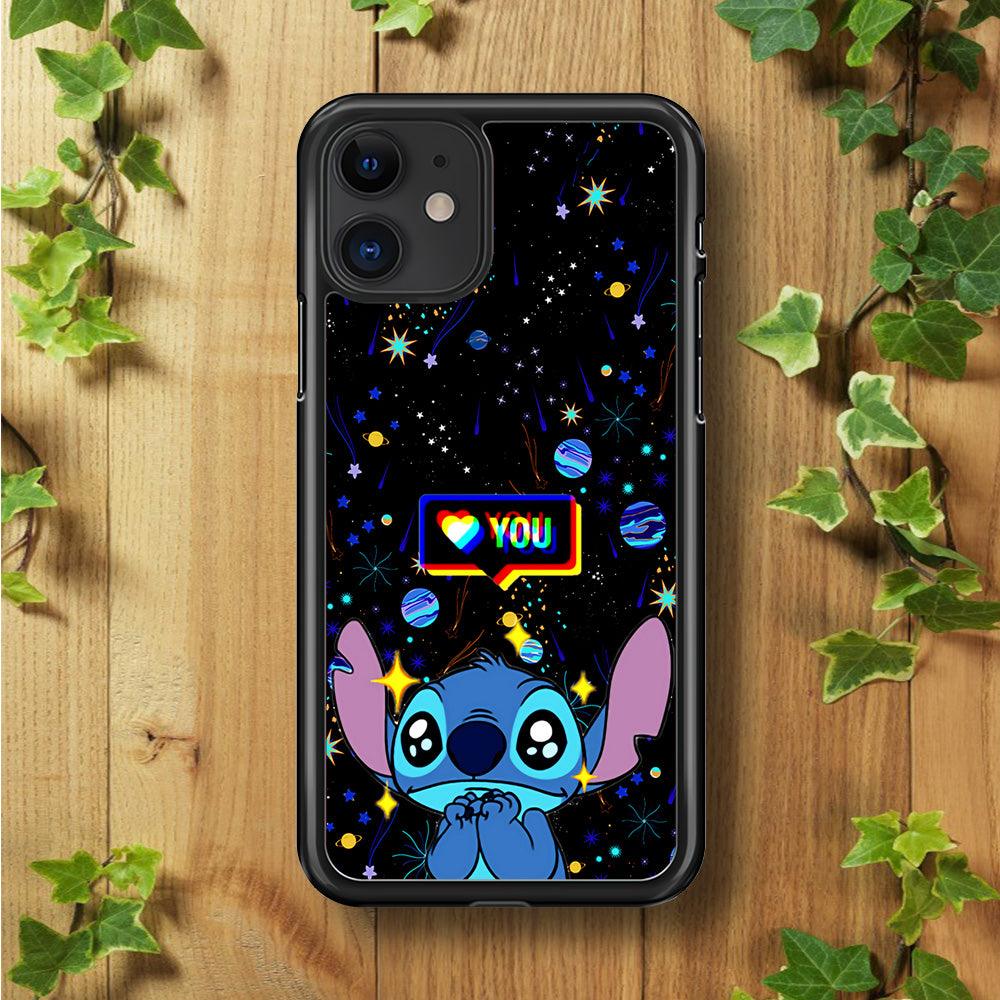 Stitch Love You iPhone 11 Case-Rubber / Black (2D Case)-Xtracase