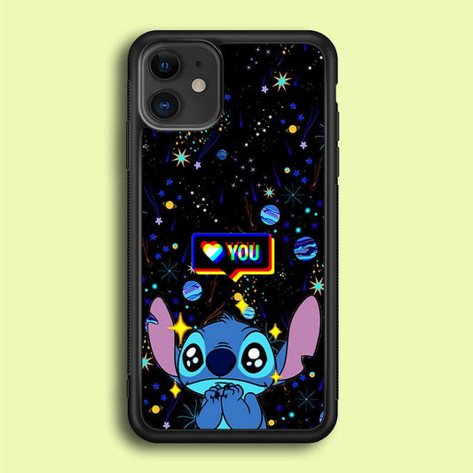 Stitch Love You iPhone 12 Case-Rubber / Black (2D Case)-Xtracase