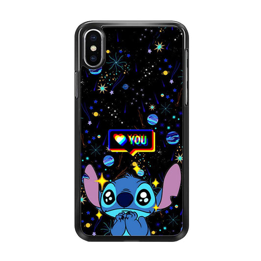 Stitch Love You iPhone Xs Max Case-Rubber / Black (2D Case)-Xtracase