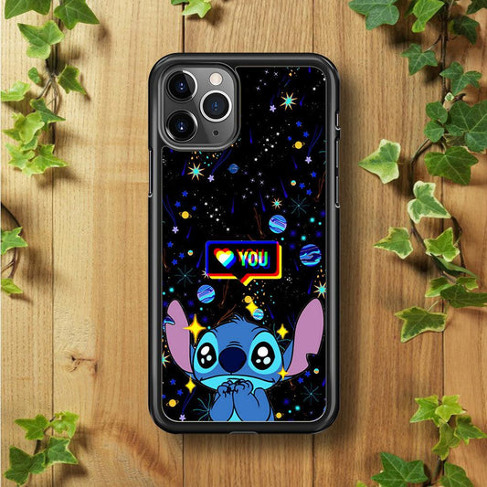 Stitch Love You iPhone 11 Pro Case-Rubber / Black (2D Case)-Xtracase