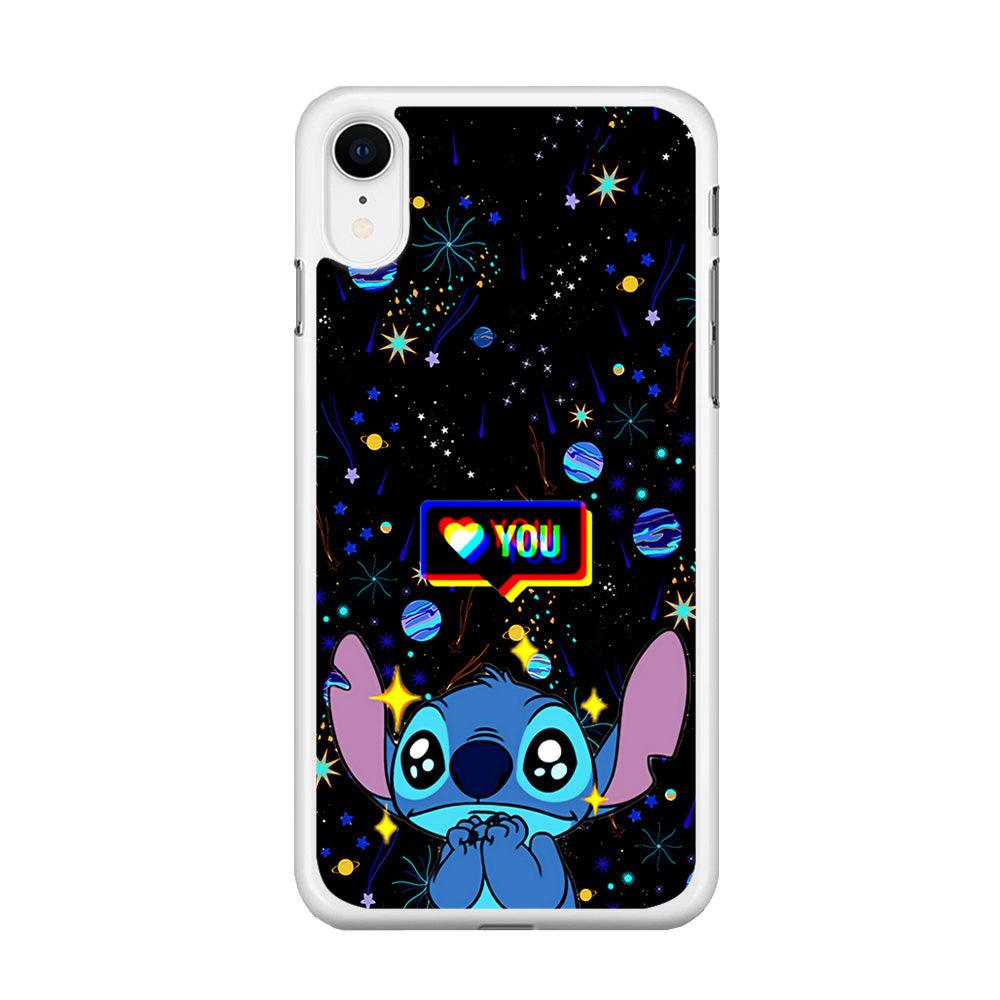 Stitch Love You iPhone XR Case-Rubber / White (2D Case)-Xtracase
