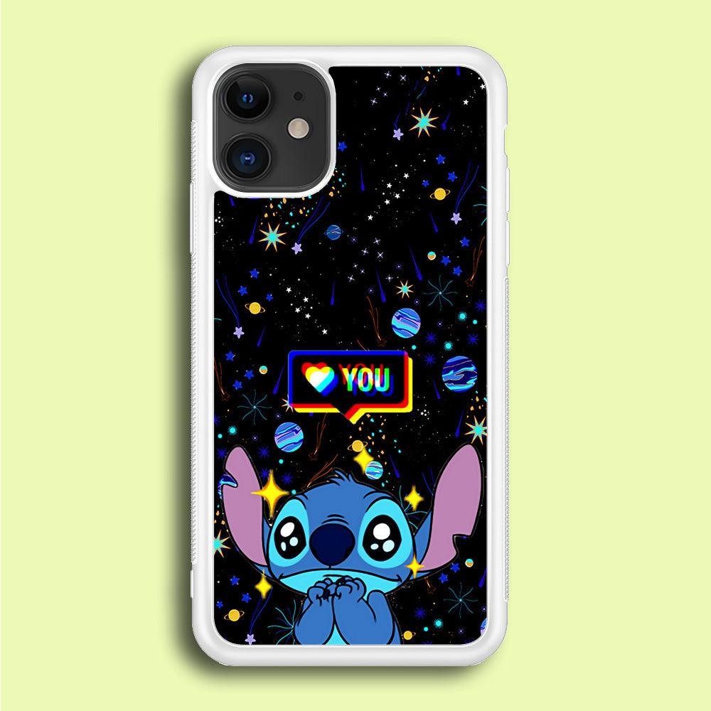 Stitch Love You iPhone 12 Mini Case-Rubber / White (2D Case)-Xtracase