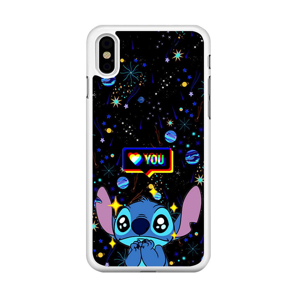 Stitch Love You iPhone X Case-Rubber / White (2D Case)-Xtracase