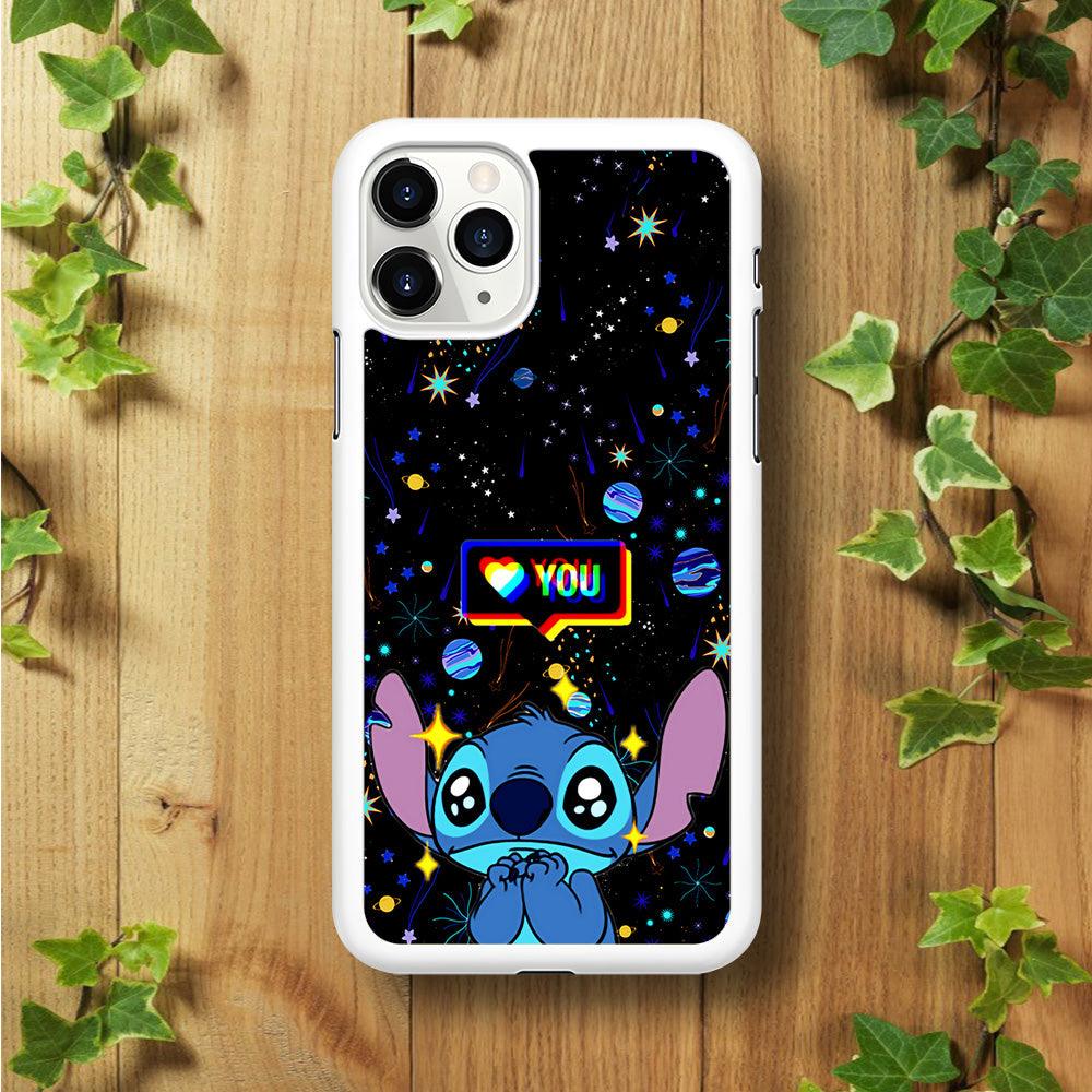 Stitch Love You iPhone 11 Pro Max Case-Rubber / White (2D Case)-Xtracase