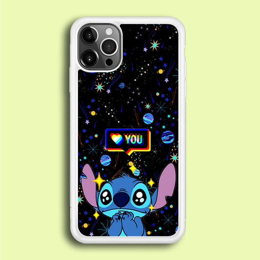 Stitch Love You iPhone 12 Pro Max Case-Rubber / White (2D Case)-Xtracase