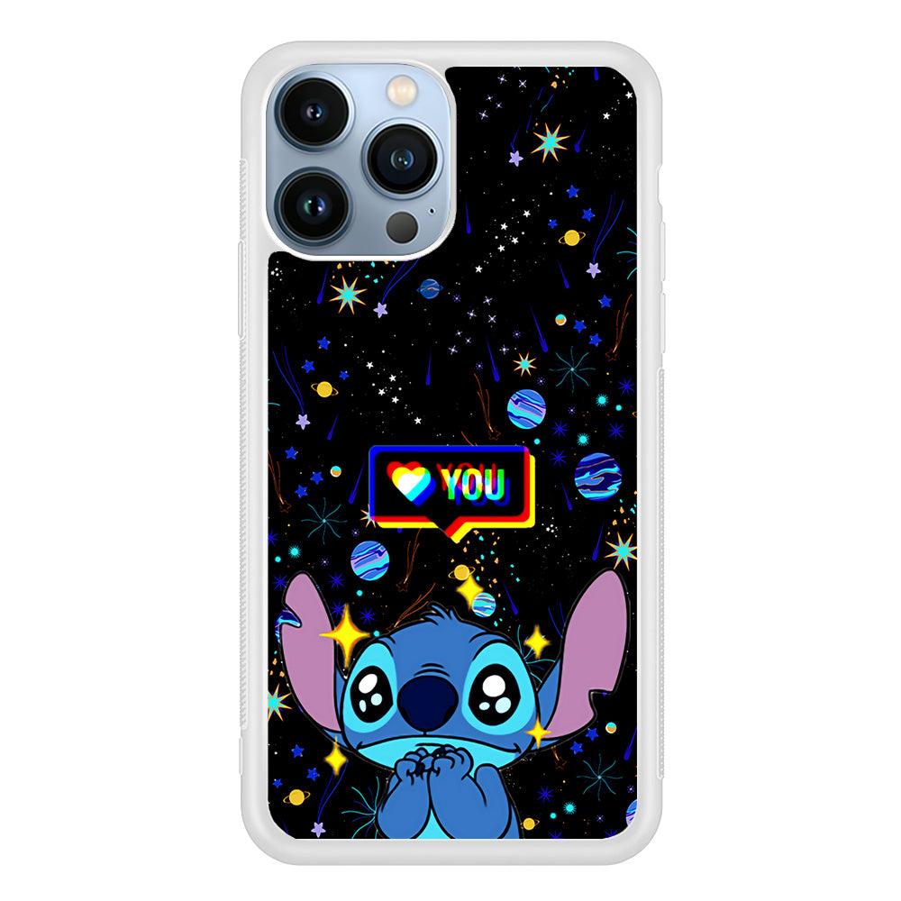 Stitch Love You iPhone 13 Pro Max Case-Rubber / White (2D Case)-Xtracase