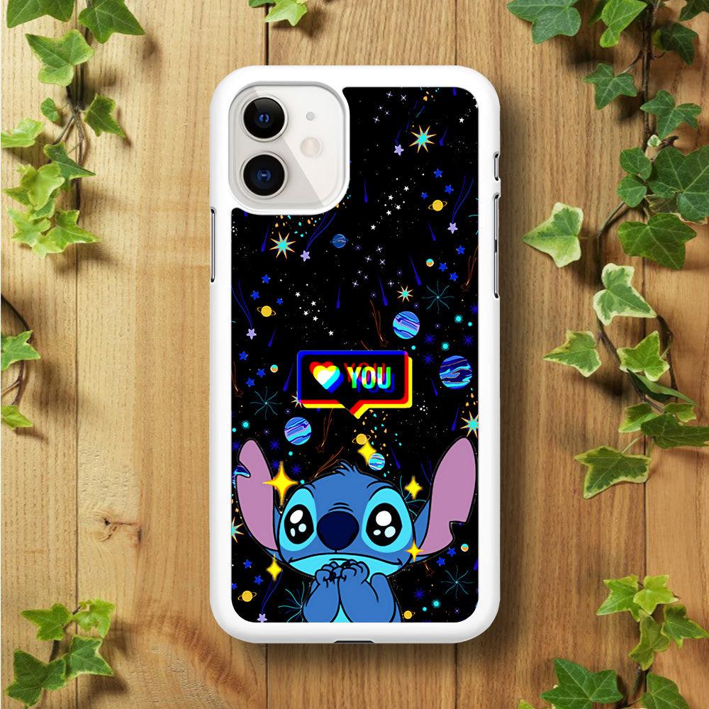 Stitch Love You iPhone 11 Case-Rubber / White (2D Case)-Xtracase