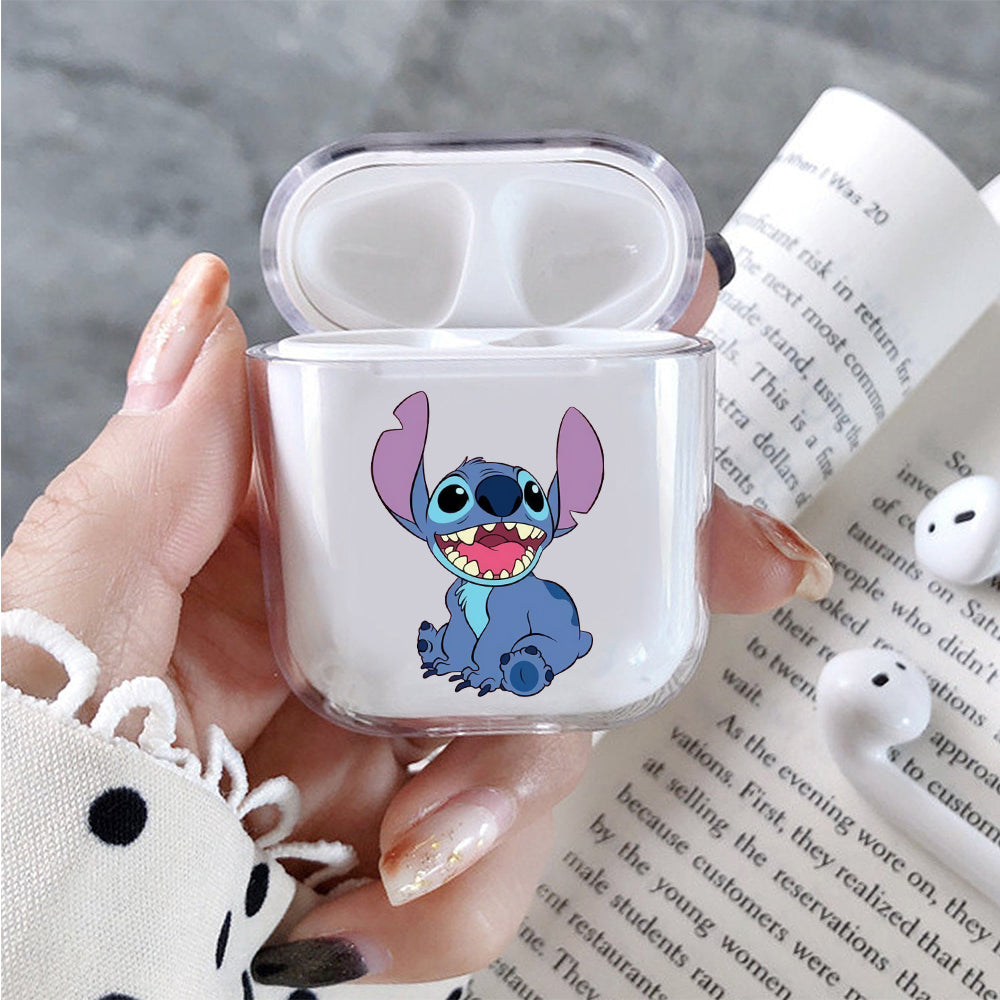 Stitch Smiled Hard Plastic Protective Clear Case Cover For Apple Airpods