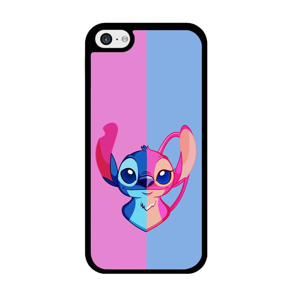 Stitch and Angel Pink Blue iPhone 5 | 5s Case-Rubber / Black (2D Case)-Xtracase