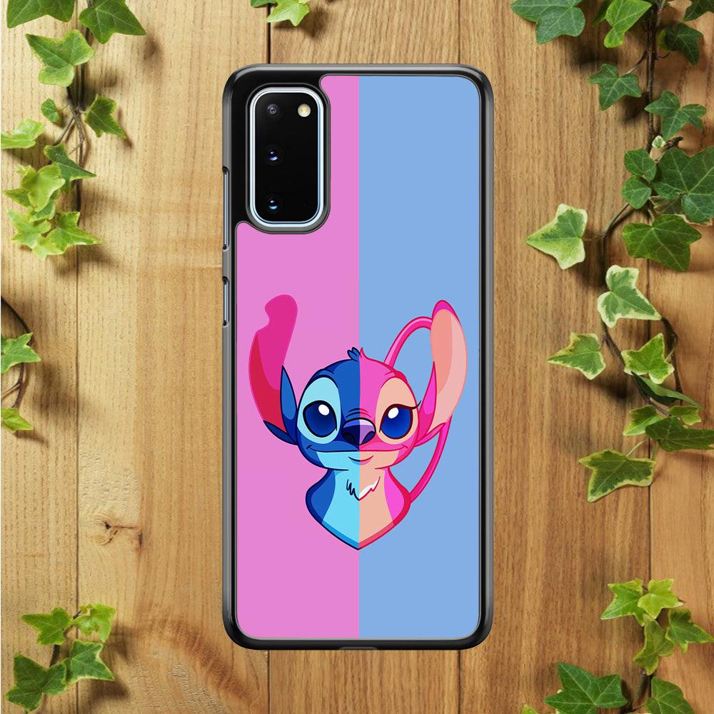 Stitch and Angel Pink Blue Samsung Galaxy S20 Case-Rubber / White (2D Case)-Xtracase