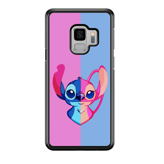 Stitch and Angel Pink Blue Samsung Galaxy S9 Case-Rubber / Black (2D Case)-Xtracase