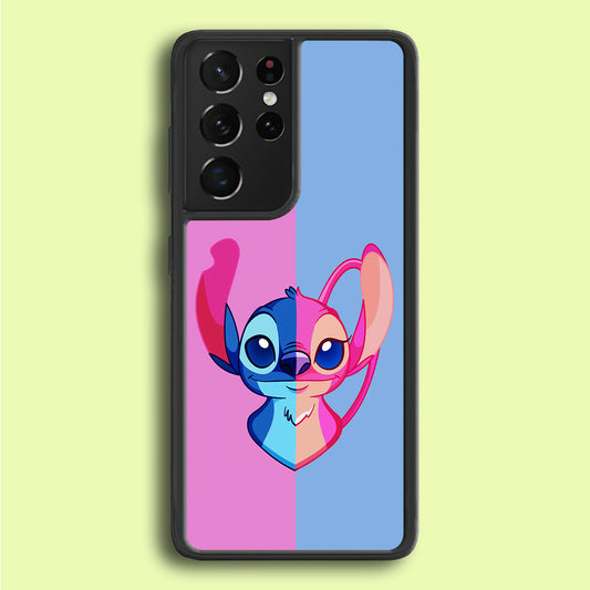 Stitch and Angel Pink Blue Samsung Galaxy S21 Ultra Case