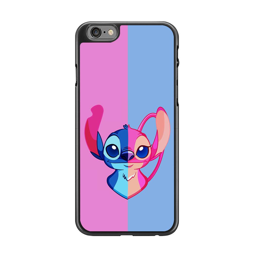 Stitch and Angel Pink Blue iPhone 6 Plus | 6s Plus Case-Rubber / Black (2D Case)-Xtracase
