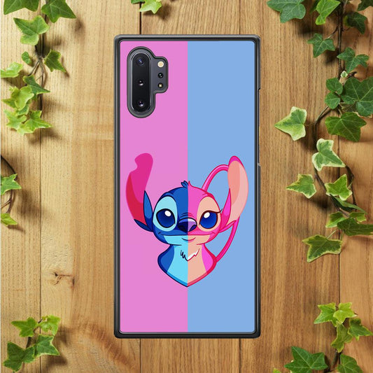 Stitch and Angel Pink Blue Samsung Galaxy Note 10 Plus Case-Rubber / Black (2D Case)-Xtracase