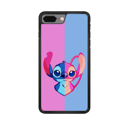 Stitch and Angel Pink Blue iPhone 8 Plus Case-Rubber / Black (2D Case)-Xtracase