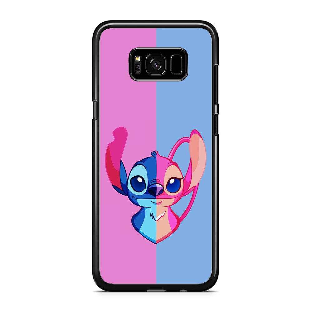 Stitch and Angel Pink Blue Samsung Galaxy S8 Case-Rubber / Black (2D Case)-Xtracase