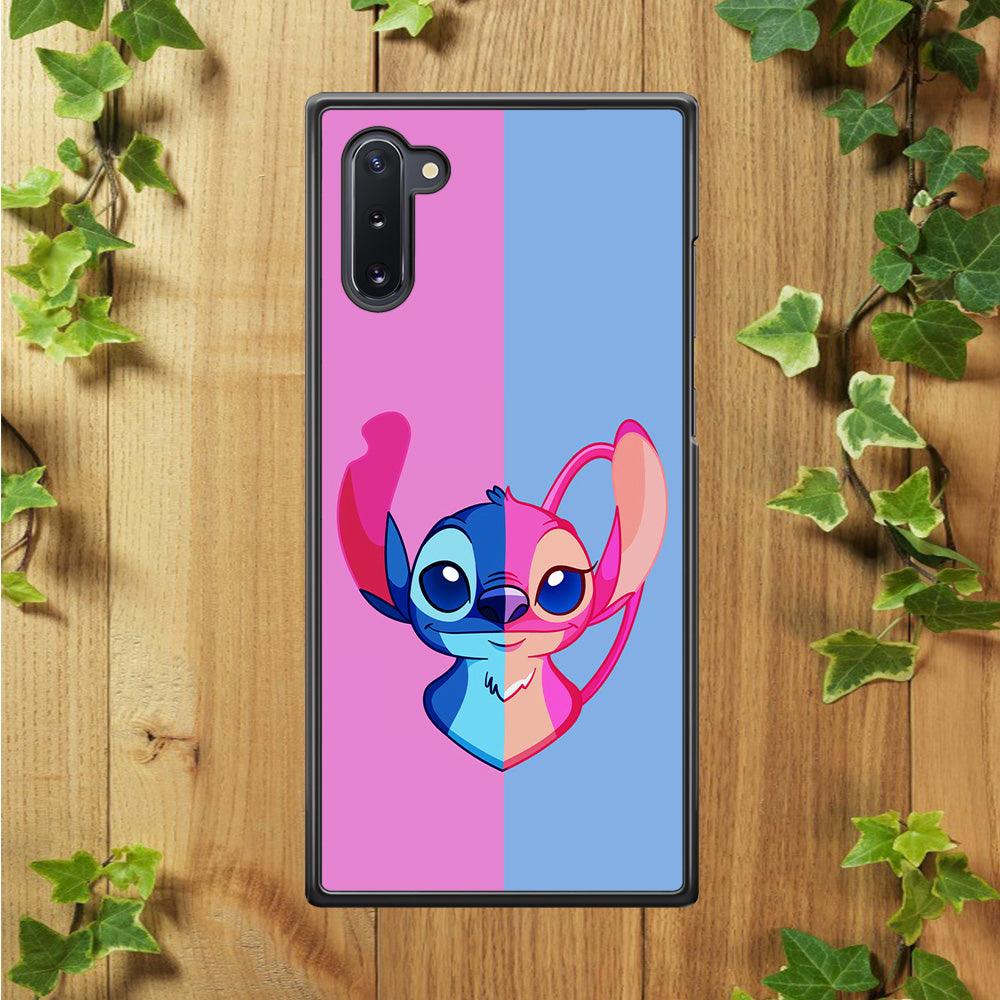 Stitch and Angel Pink Blue Samsung Galaxy Note 10 Case-Rubber / White (2D Case)-Xtracase