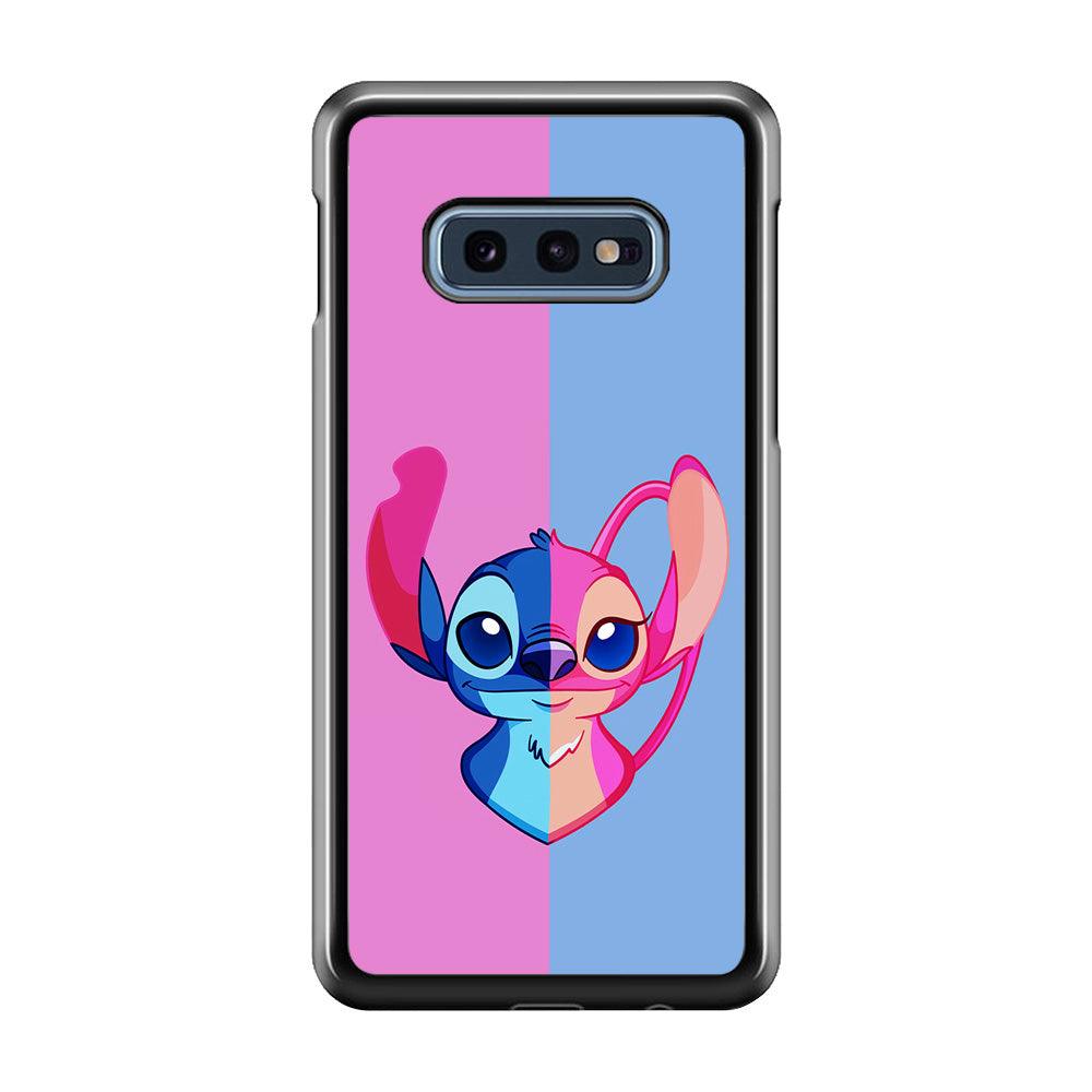 Stitch and Angel Pink Blue Samsung Galaxy S10E Case-Rubber / Black (2D Case)-Xtracase