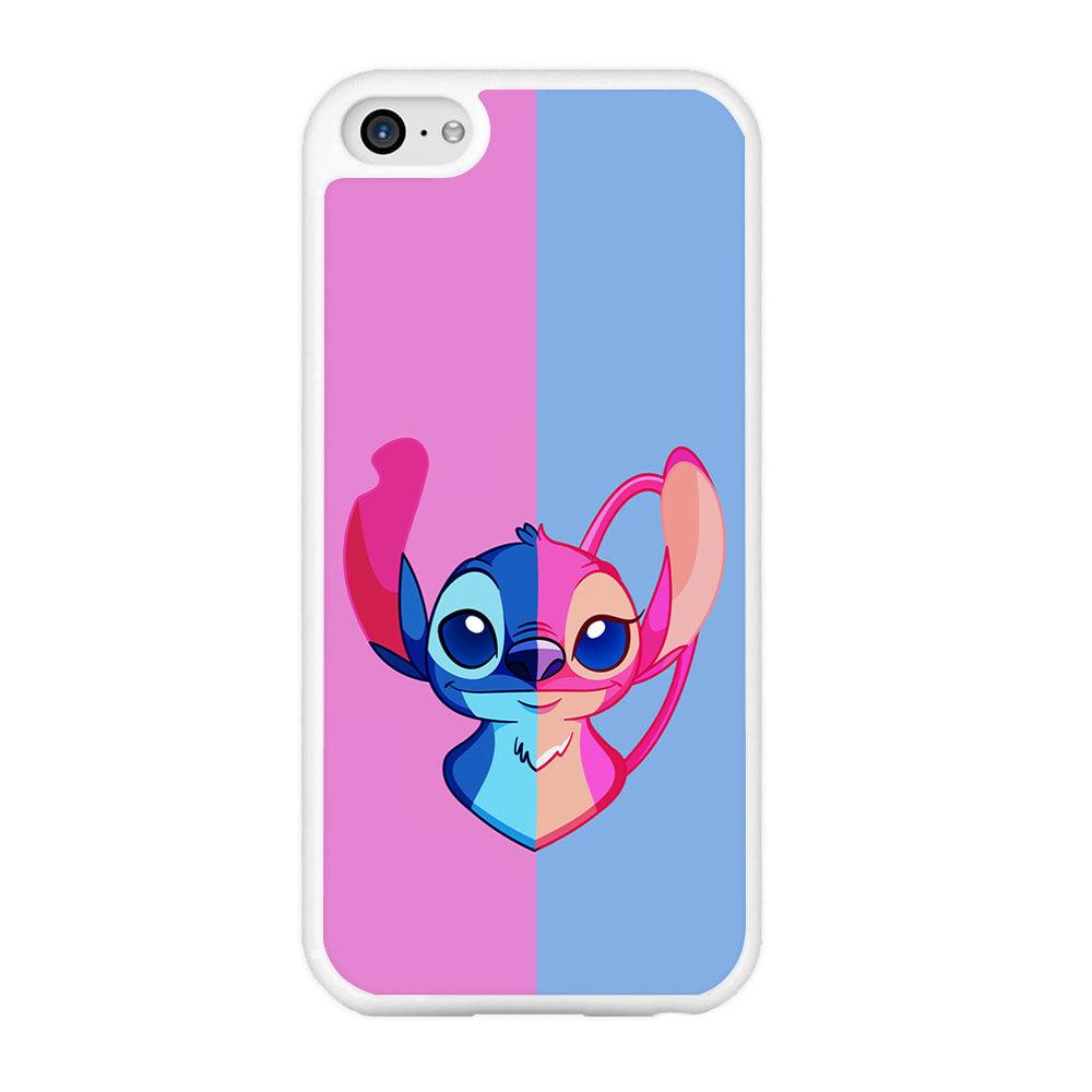 Stitch and Angel Pink Blue iPhone 5 | 5s Case-Rubber / White (2D Case)-Xtracase