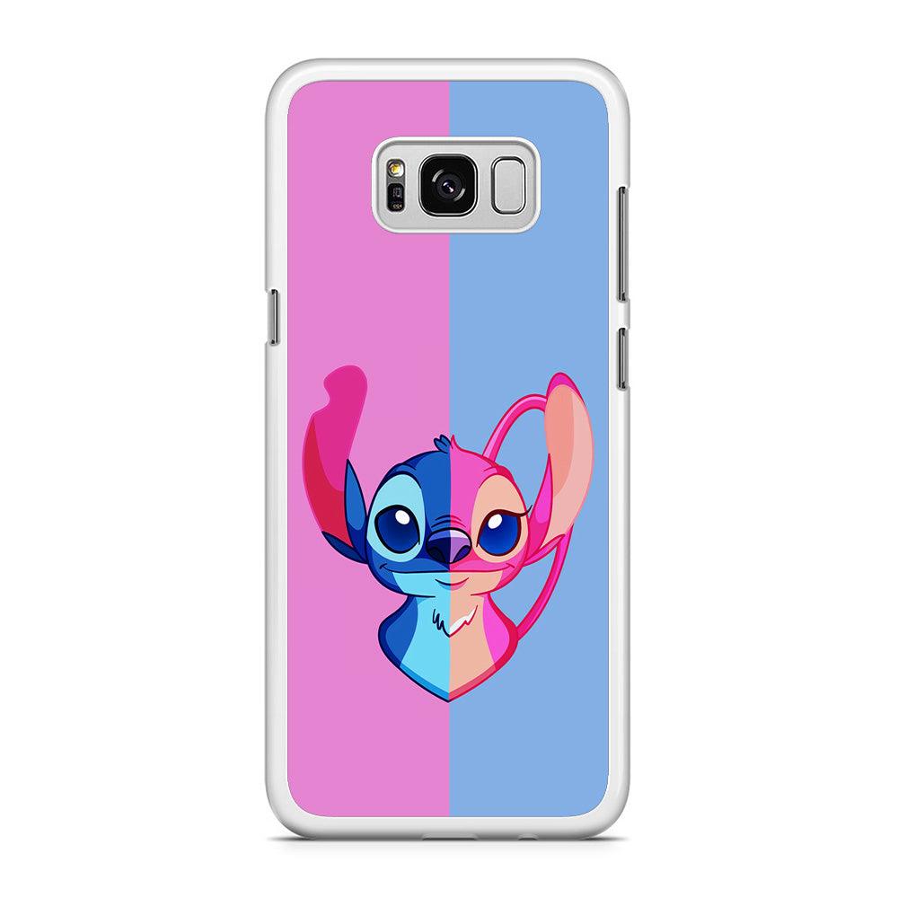 Stitch and Angel Pink Blue Samsung Galaxy S8 Case-Rubber / White (2D Case)-Xtracase
