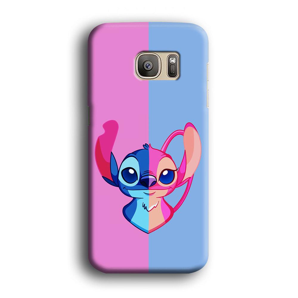 Stitch and Angel Pink Blue Samsung Galaxy S7 Case-Plastic / Full Wrap (3D Case)-Xtracase